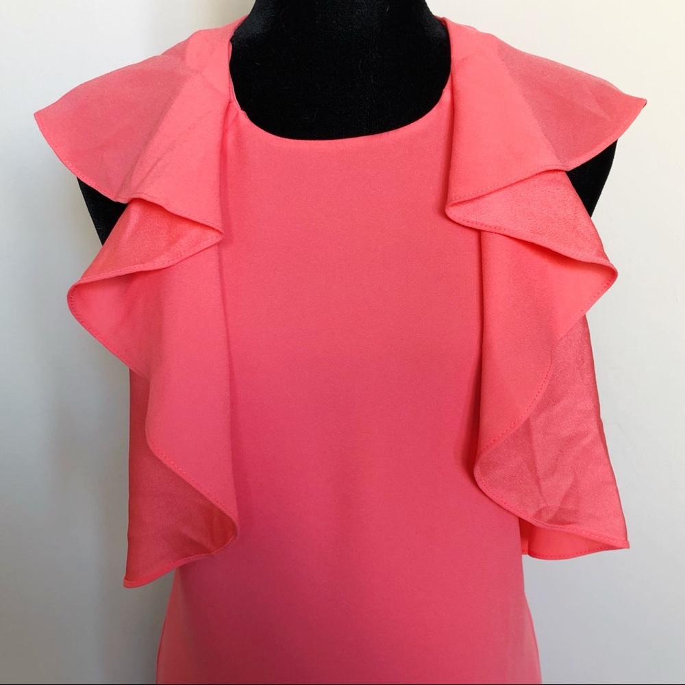 BCBGMaxAzria Jenni Ruffle-Shoulder Racerback Dress - Picture 3 of 7
